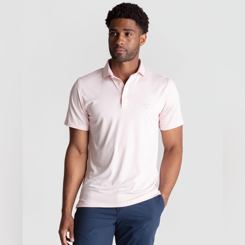 New BIRDDOGS SZ XL PINK STRIPED POLO